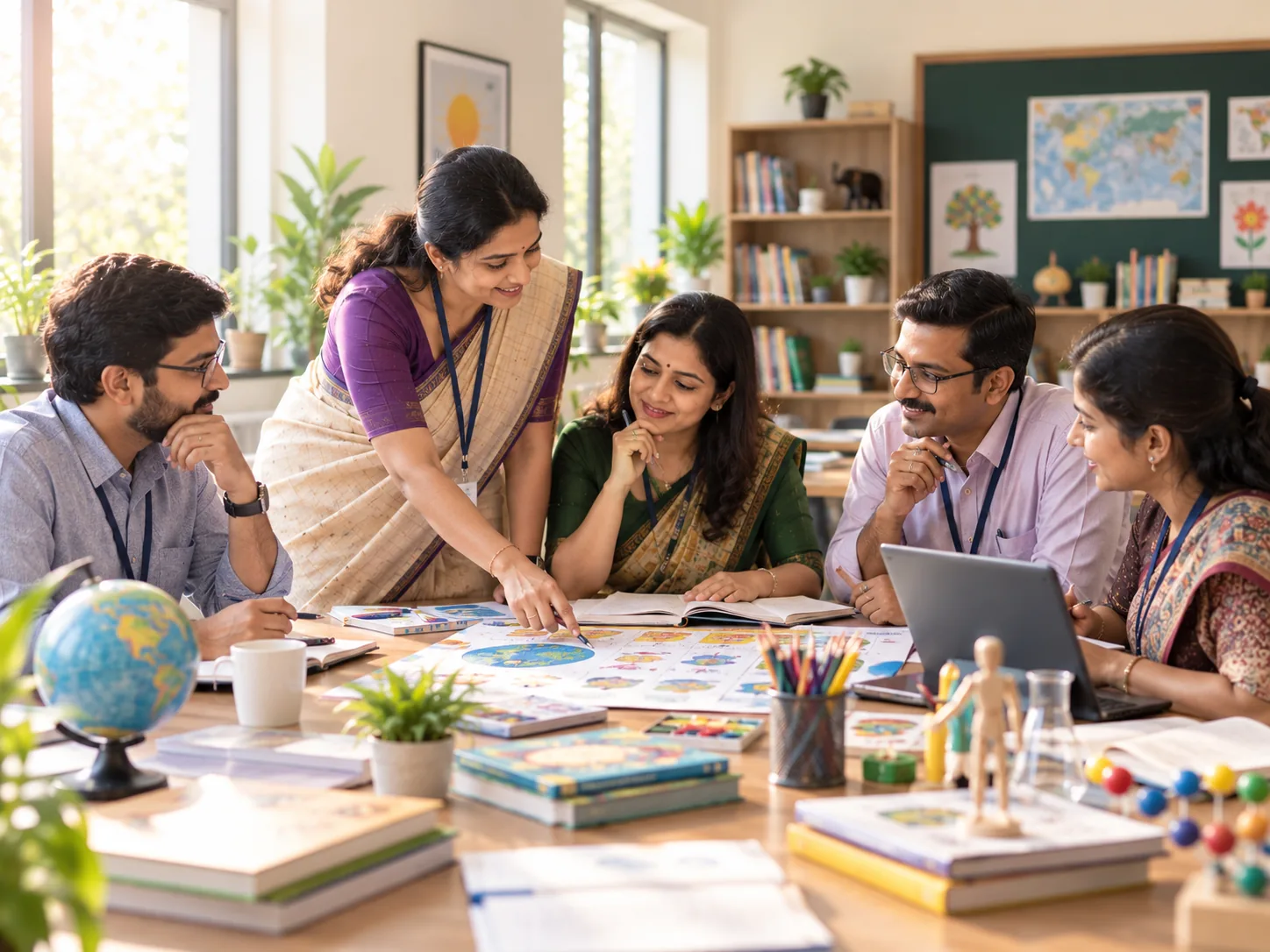Indian teachers collaboratively planning curriculum and assessment